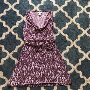 Ann Taylor loft maroon print stretch dress size SP